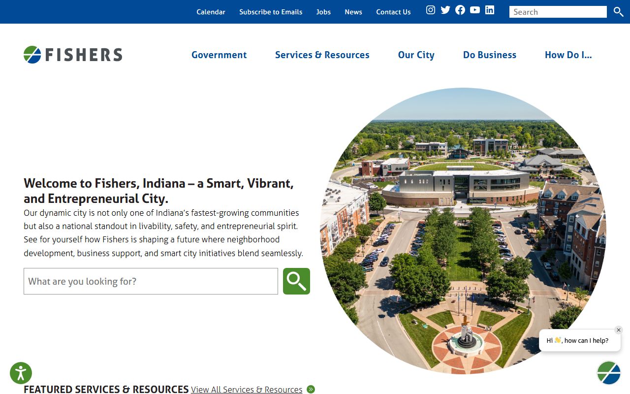Fishers city government phone directory website homepage