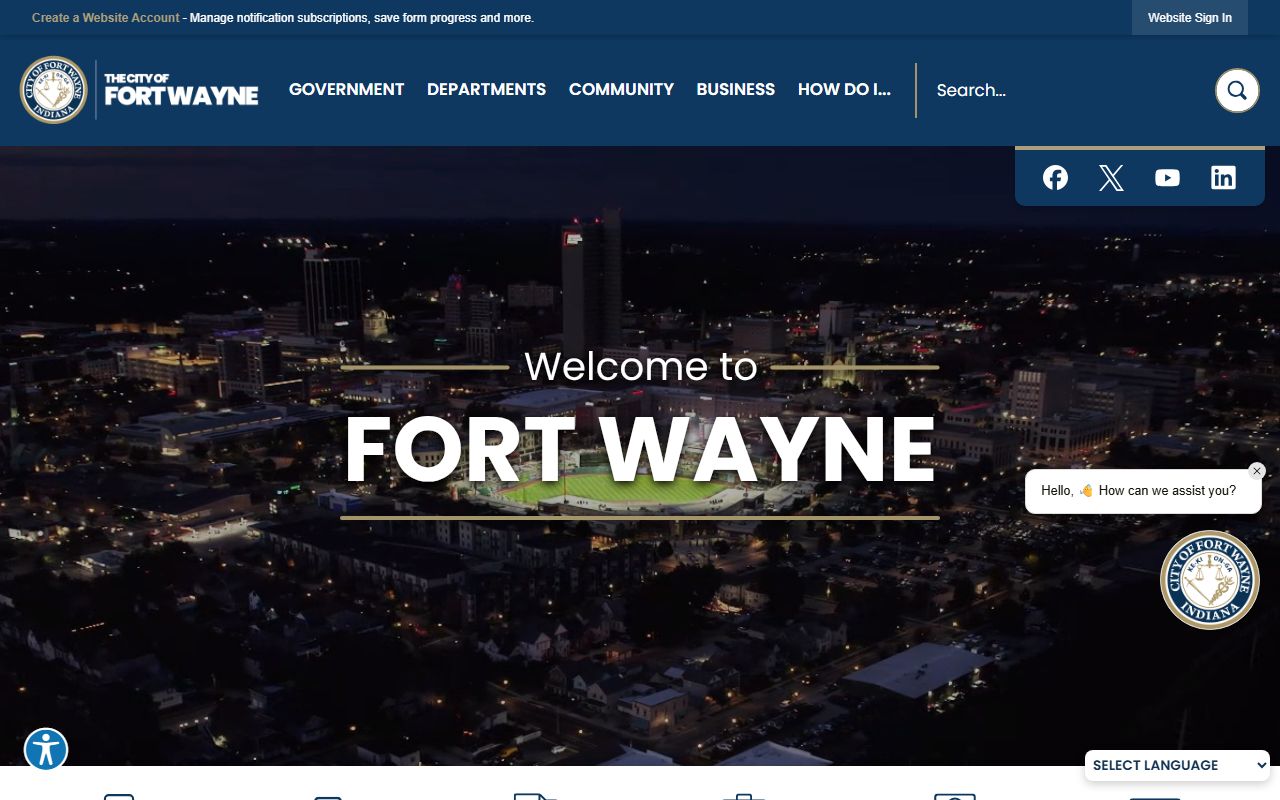 Fort Wayne city government phone directory website