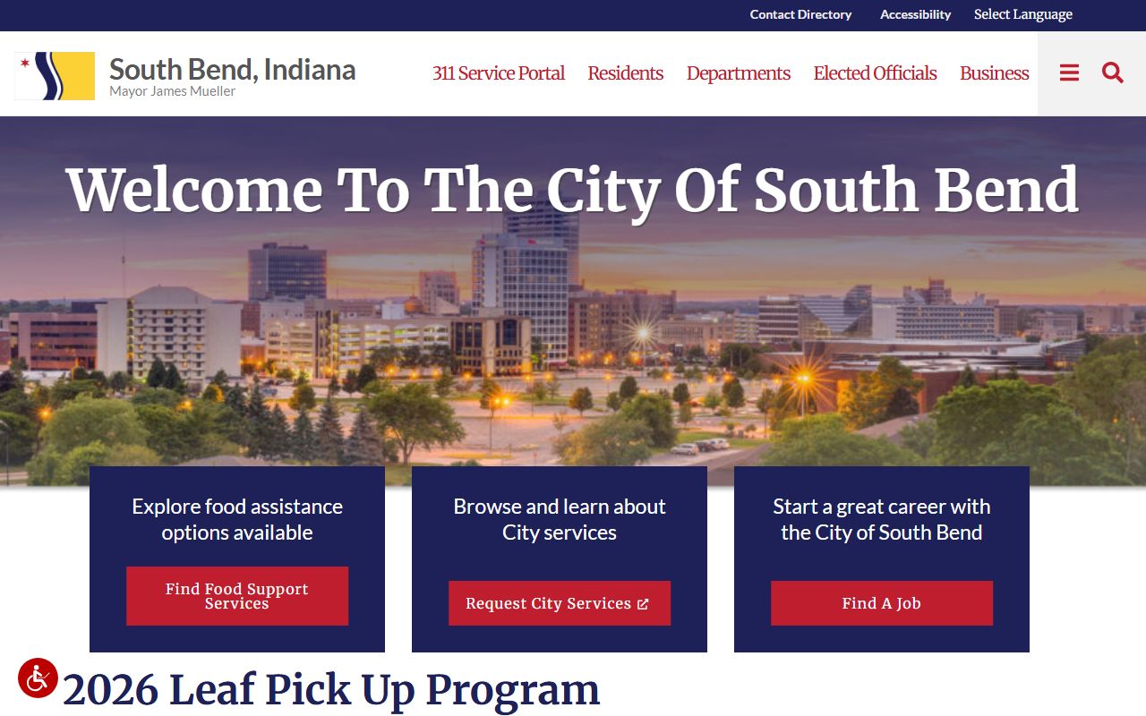 South Bend city government phone directory homepage