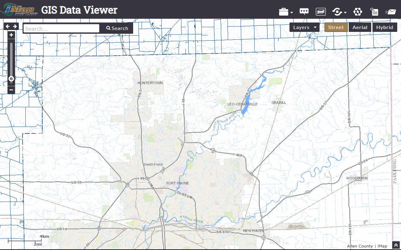 Allen County iMap GIS phone directory mapping tool