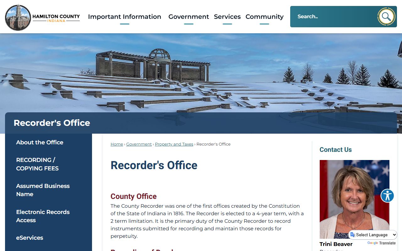 Hamilton County Recorder office page