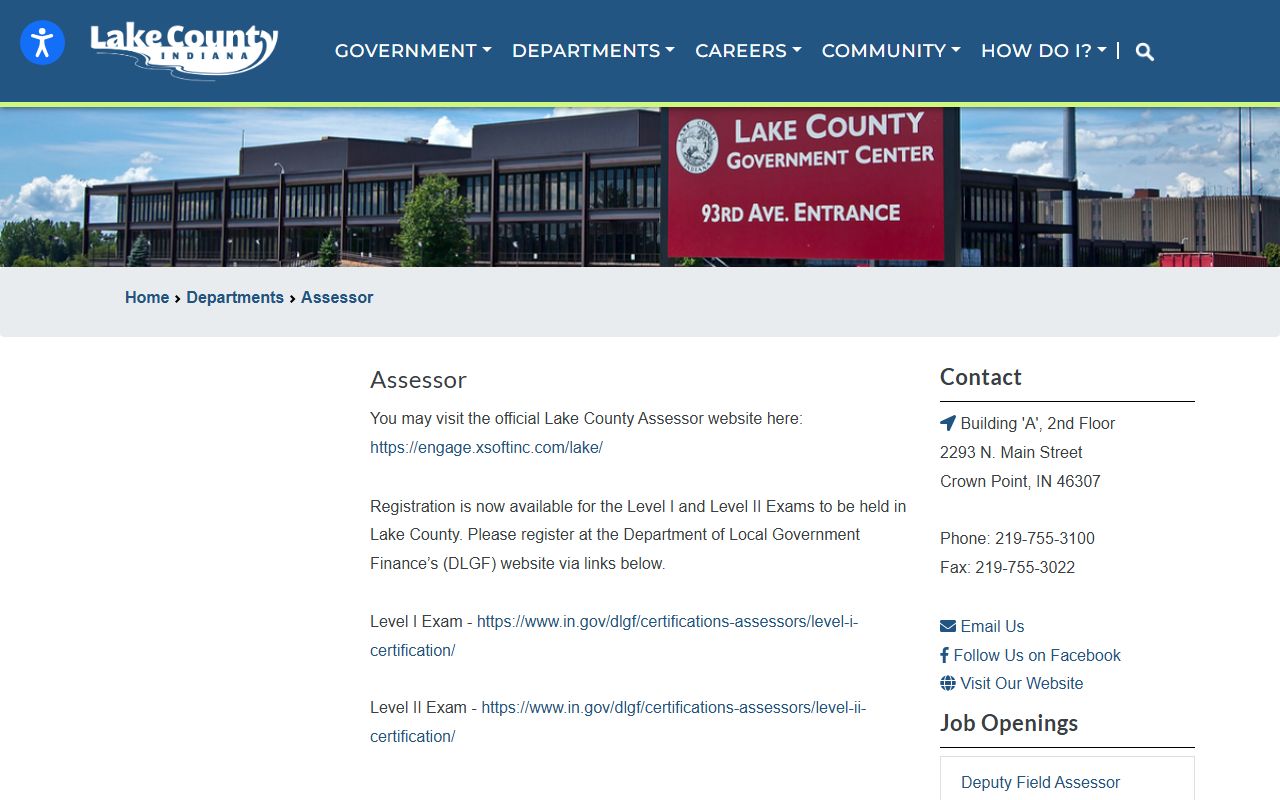 Lake County Assessor phone directory and contact page