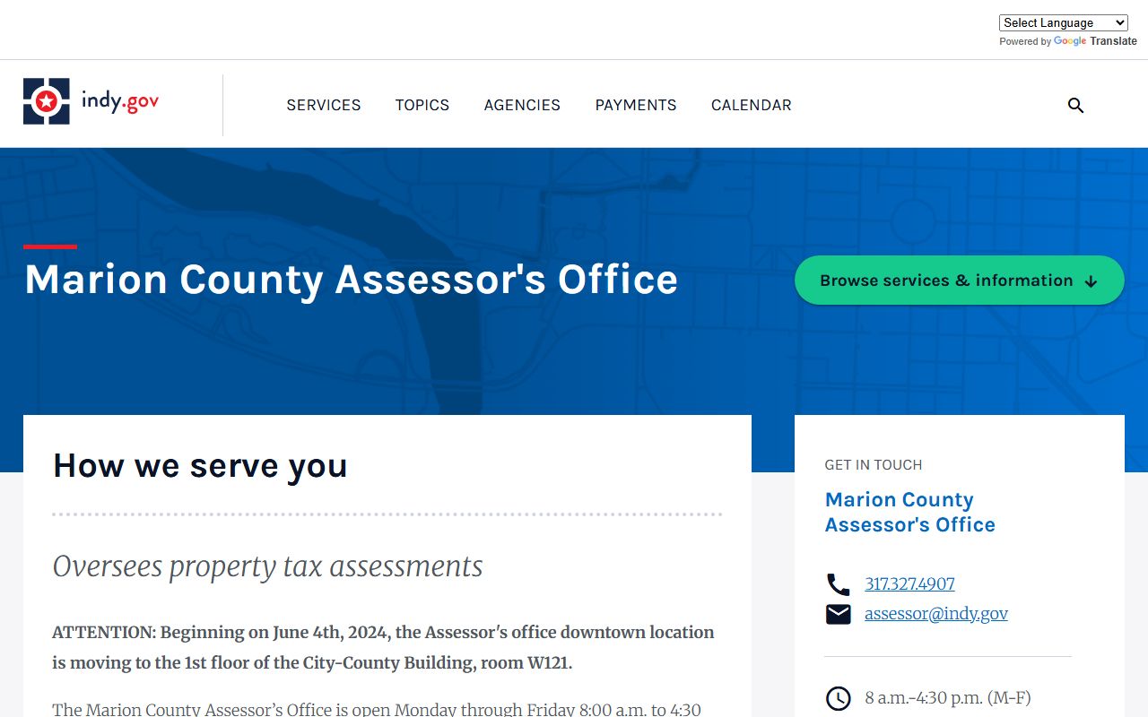 Marion County Assessor phone directory page