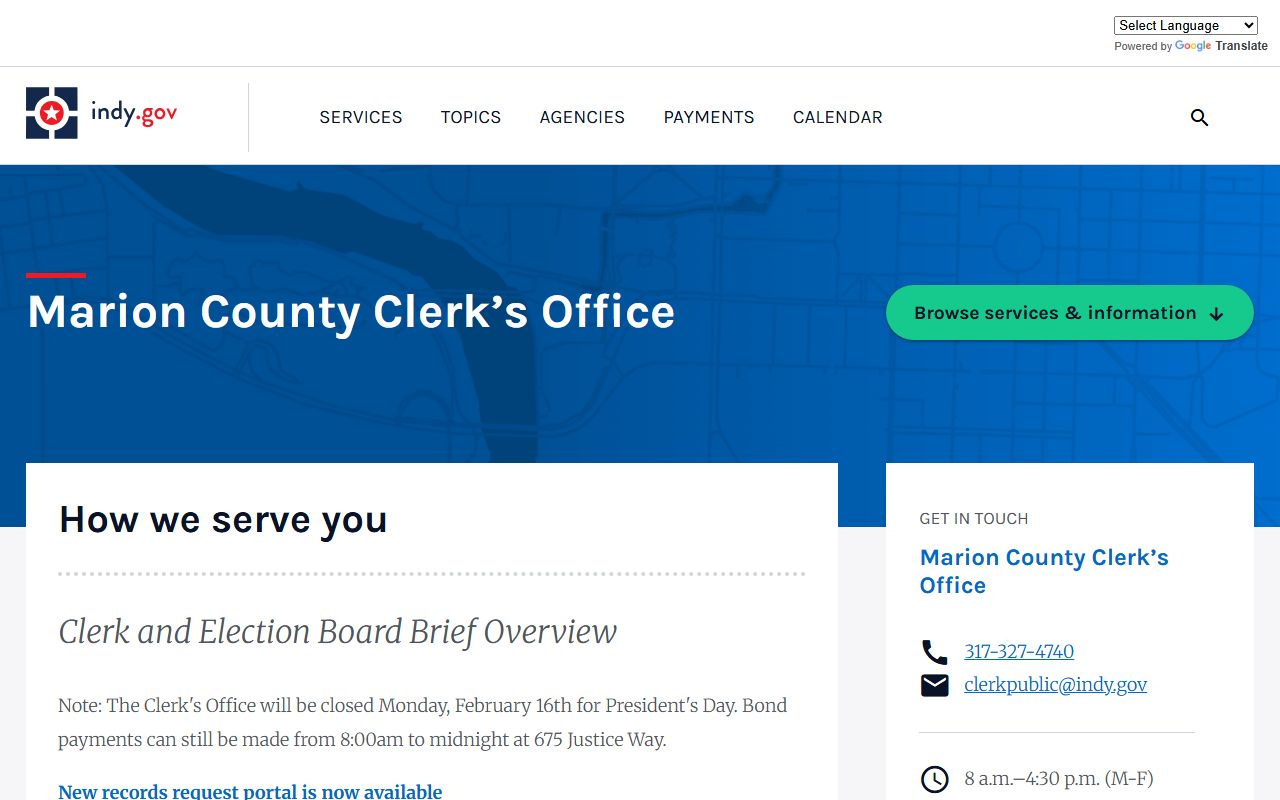 Marion County Clerk phone directory page