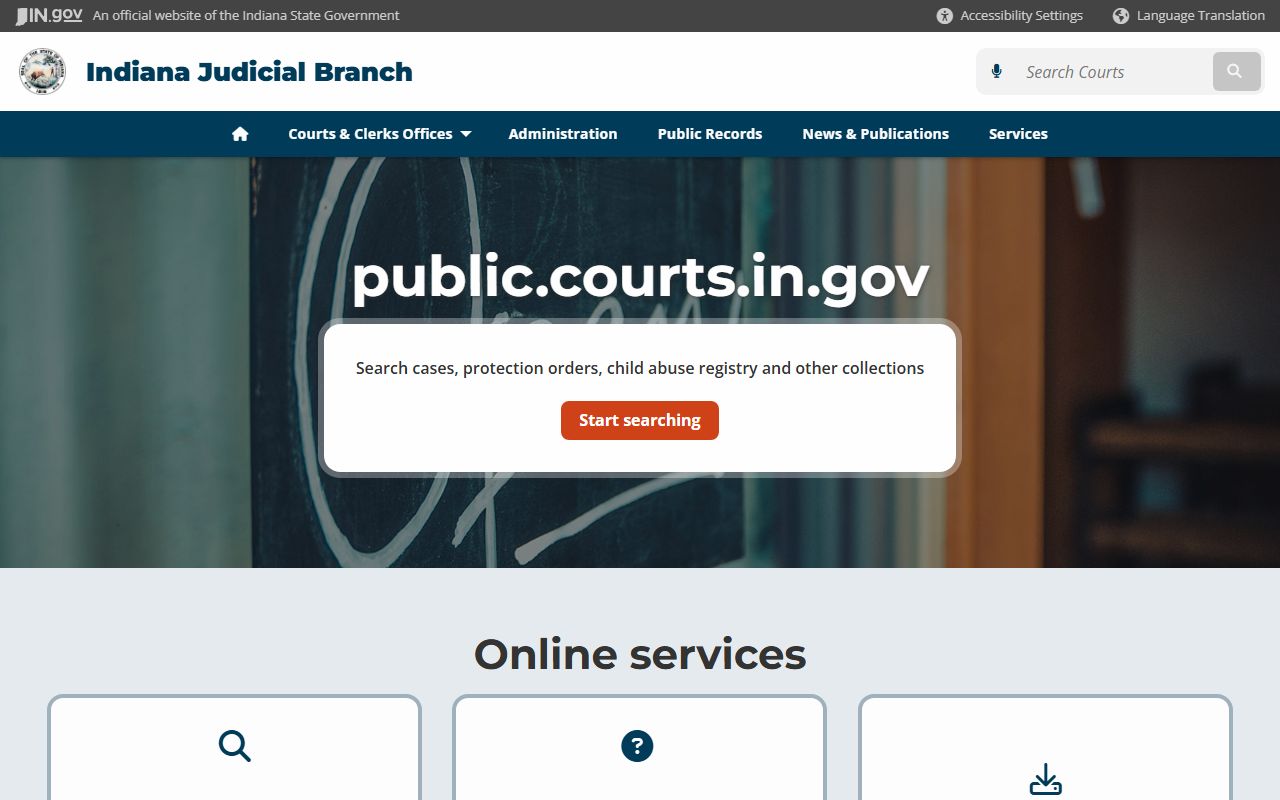 Indiana court records portal for phone directory searches